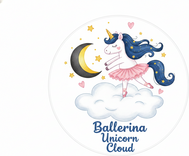 Ballerina enhjørning på sky vinyl teppe spedbarn - Tenstickers