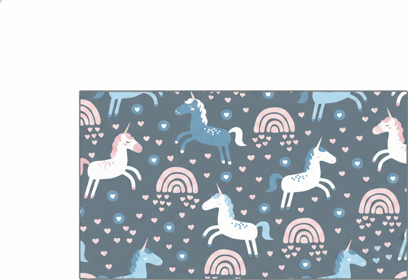 Vinyl teppe spedbarn rosa regnbuer med hvite unicorns - Tenstickers