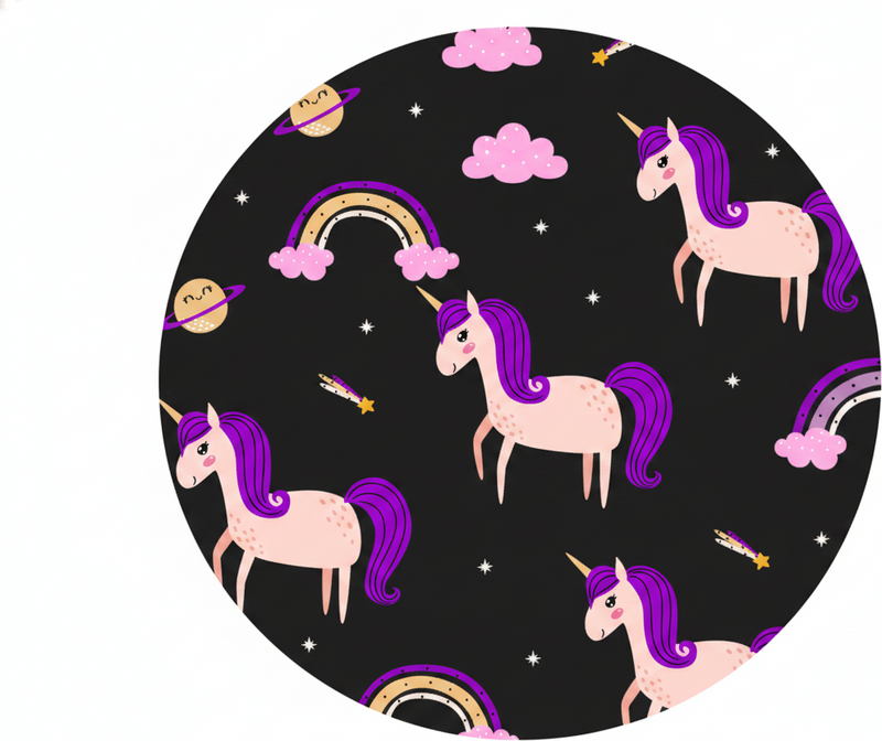 Vinyl teppe spedbarn kunstneriske enhorn på mørk bakgrunn - Tenstickers