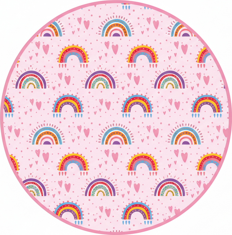 Rosa prikker og fargerike regnbuer vinyl teppe spedbarn - Tenstickers