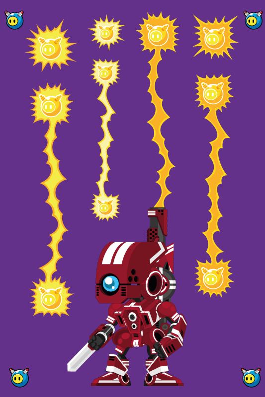 Robot skyter opp vinyl teppe spill - Tenstickers