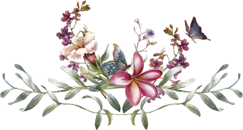 Vinyl teppe mottak akvarell sommerfugler og blomster - Tenstickers