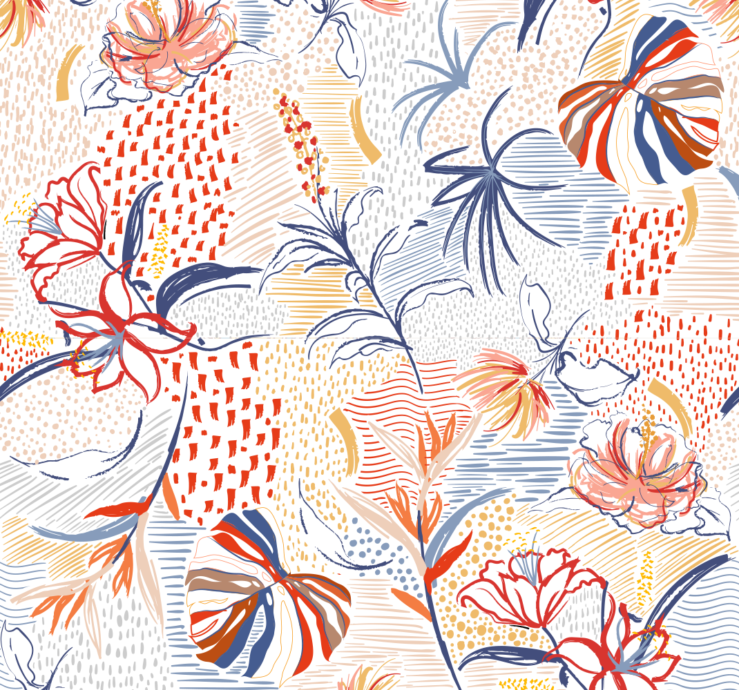 Ornamental og blomster mønster vinyl teppe stue - Tenstickers