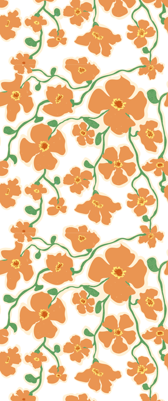 Vinyl teppe stue grønne oransje tusenfryd blomster - Tenstickers