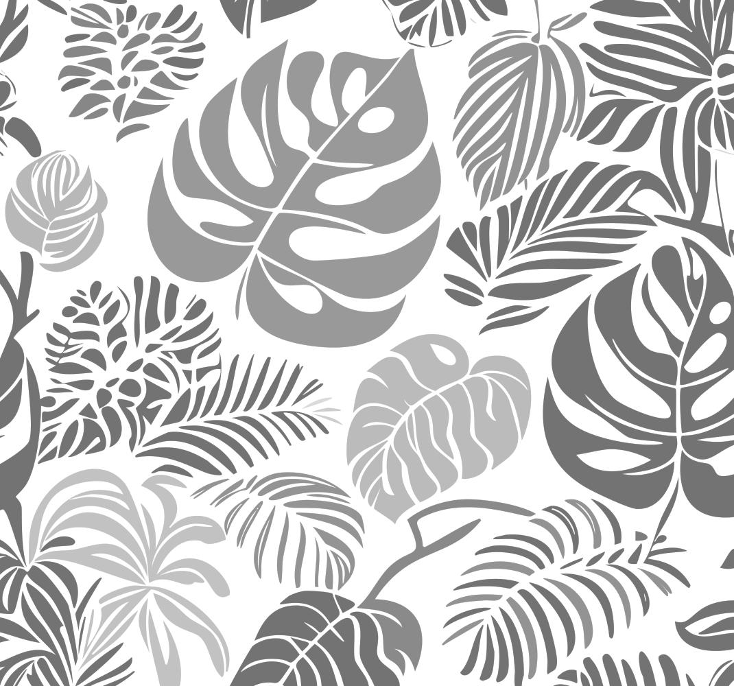 Monstera blader vinyl teppe grå - Tenstickers