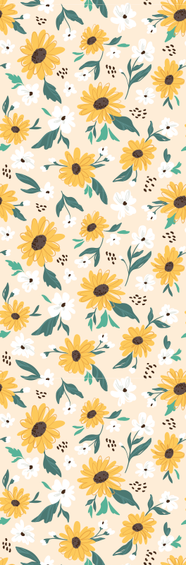 Vinyl teppe midtgang solblomst beige bakgrunn - Tenstickers
