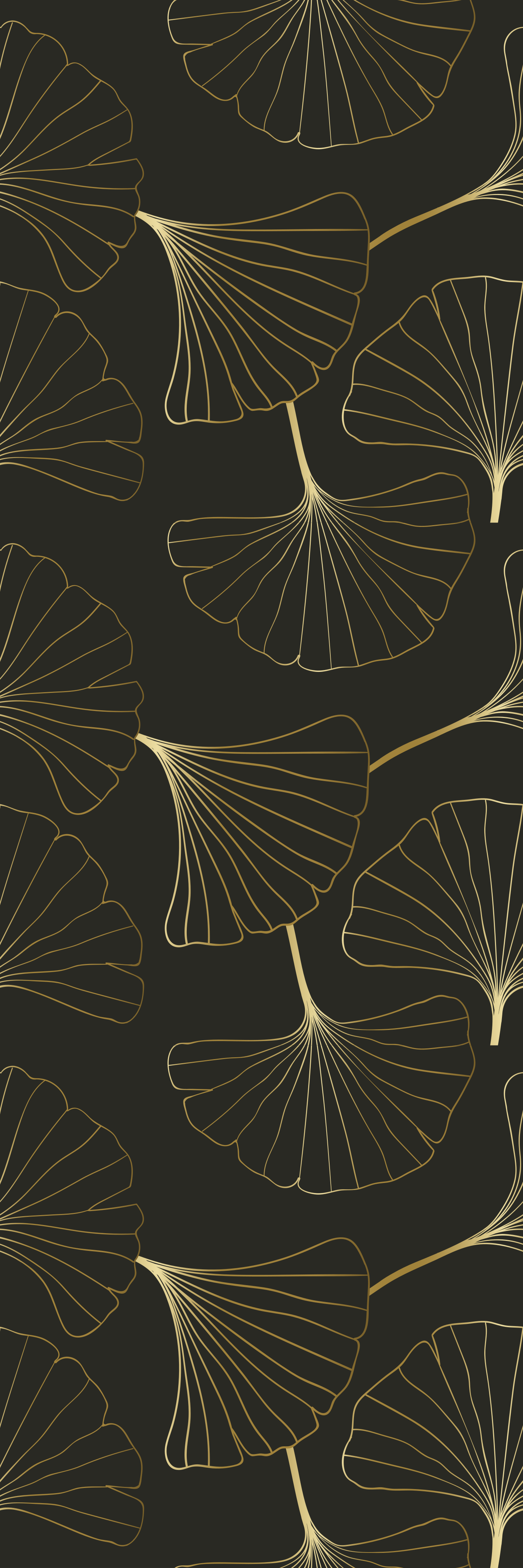 Ginkgo blader kull gull vinyl teppe midtgang - Tenstickers