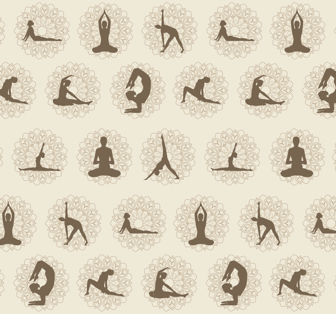 Vinyl teppe beige brune yogaikoner - Tenstickers