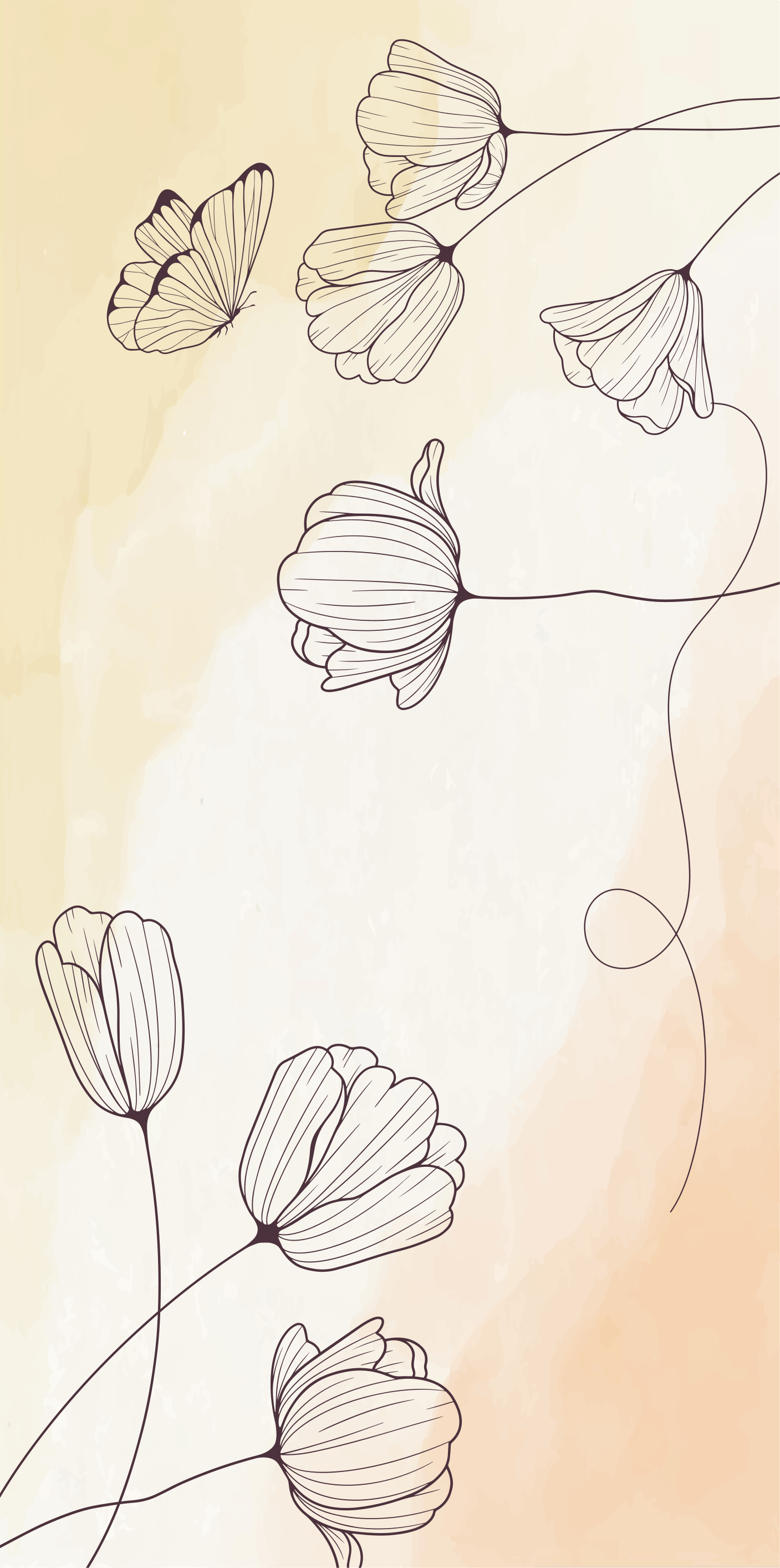 Storslåtte blomster vinyl teppe beige - Tenstickers