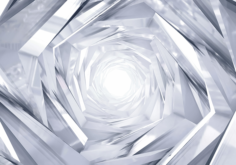 Abstract geometrisk tunnel vinyl teppe hvit - Tenstickers