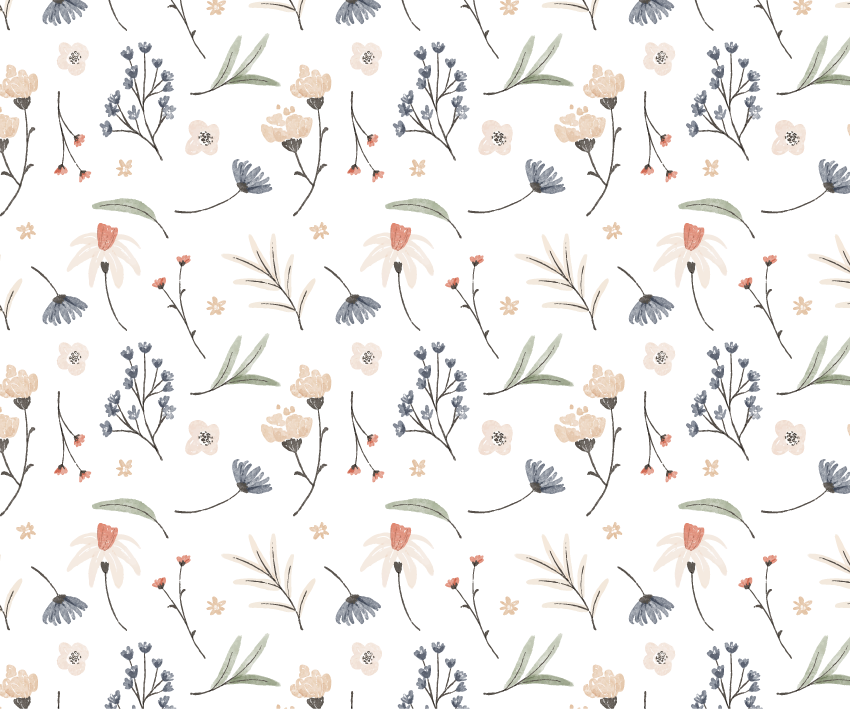 Vinyl teppe hvit akvarell blomsterdesign - Tenstickers