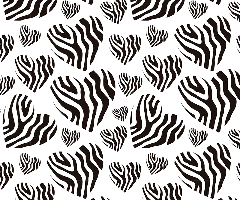 Vinyl teppe hvit zebra dyreprint hjerte - Tenstickers