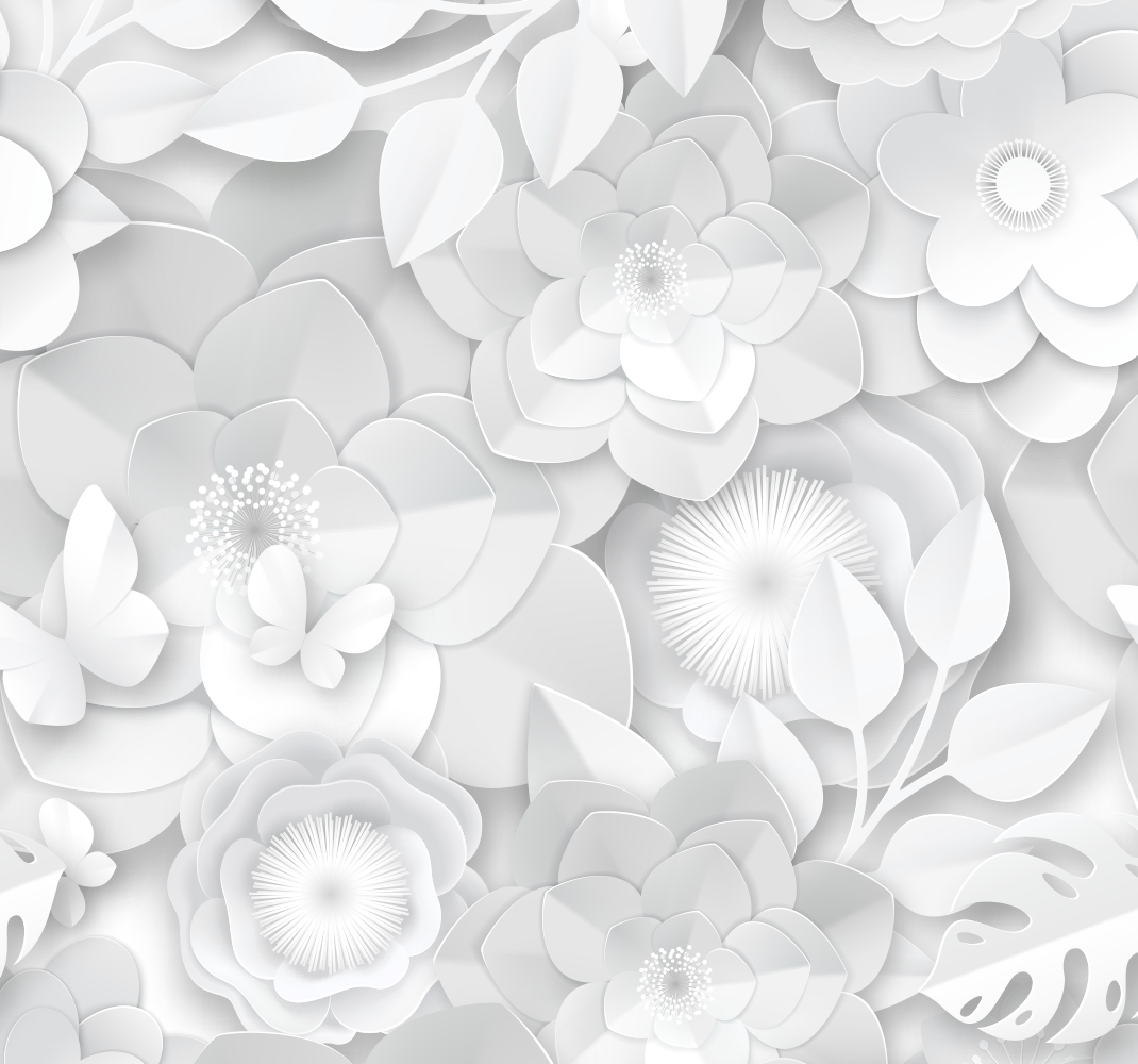 Vinyl teppe hvit 3d hvite blomster - Tenstickers