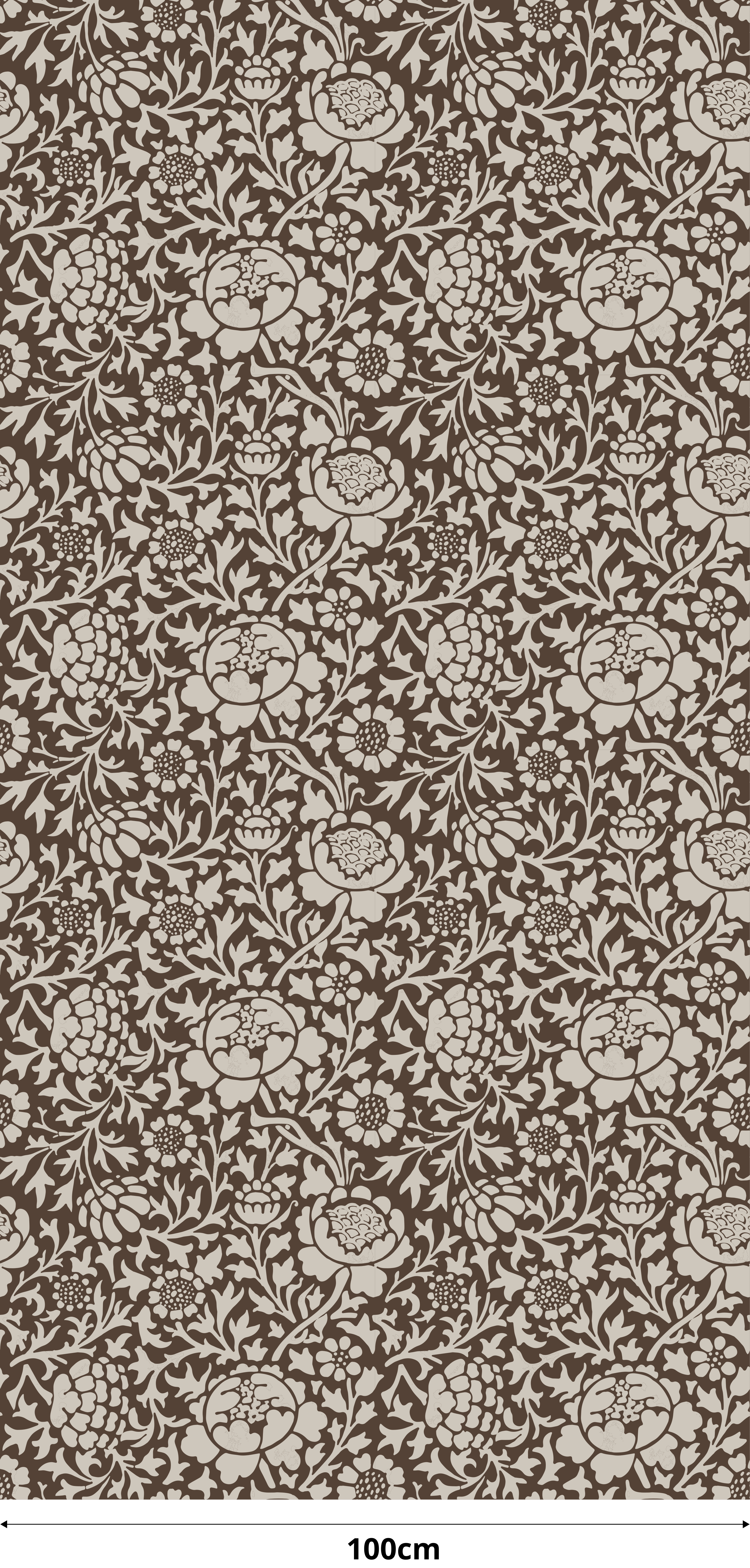 Vinyl teppe brun vintage blomsterprint - Tenstickers