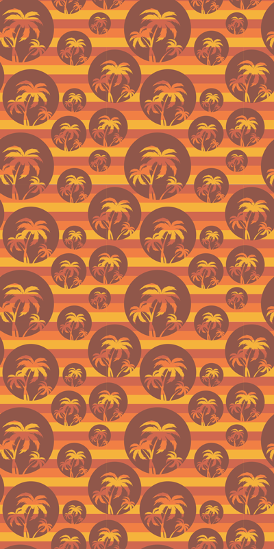 Vinyl teppe brun retro solnedgang og palmer - Tenstickers