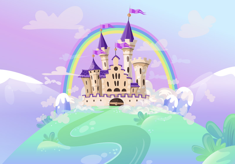 Vinyl teppe lilla prinsesse slott fotomur - Tenstickers