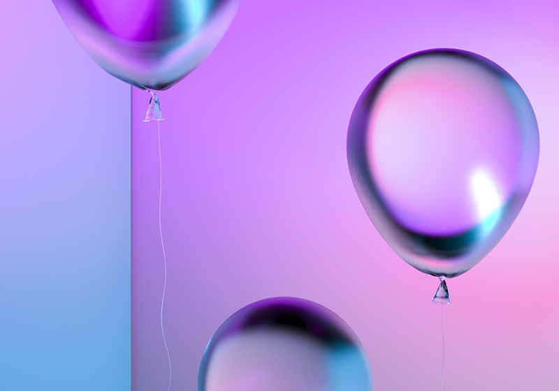 Vinyl teppe lilla med gradientballonger arrangement - Tenstickers