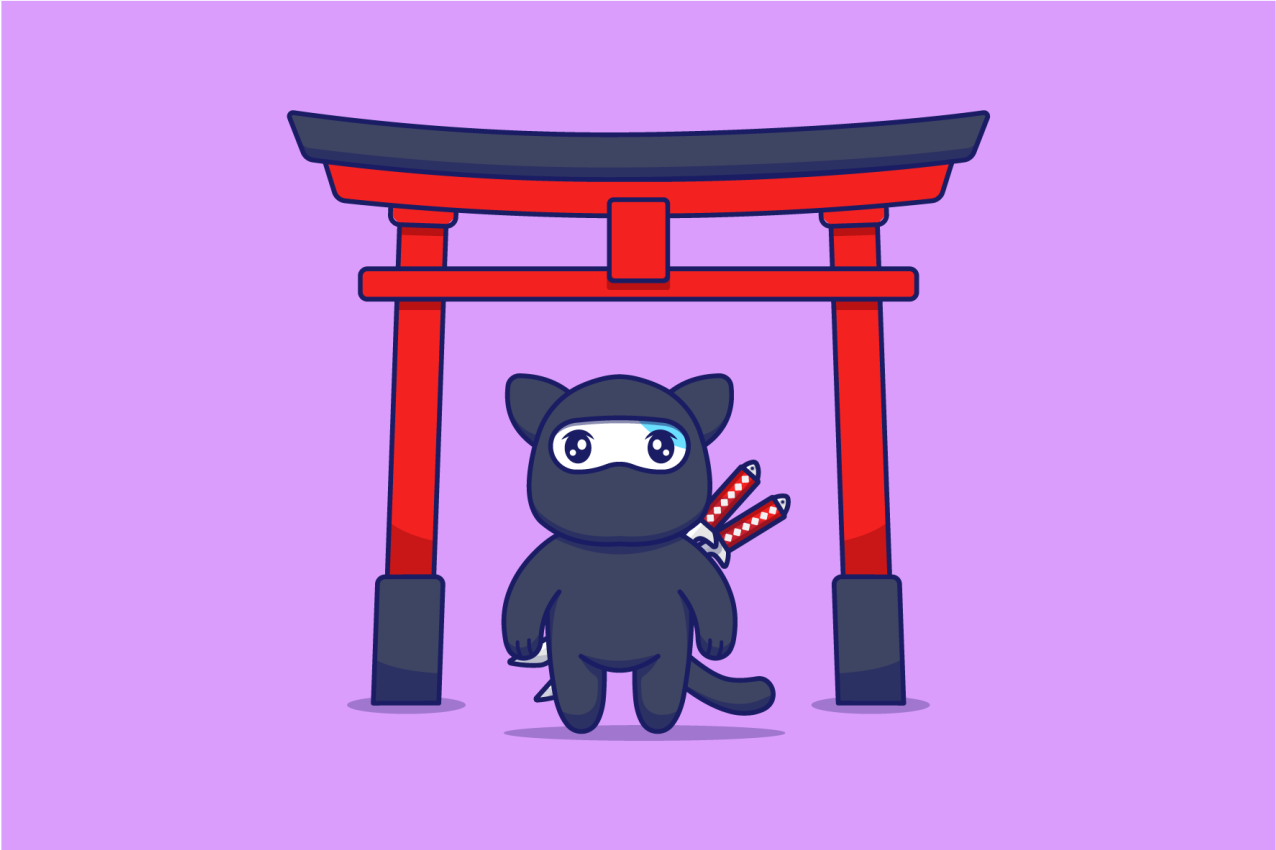 Vinyl teppe lilla ninja katt - Tenstickers