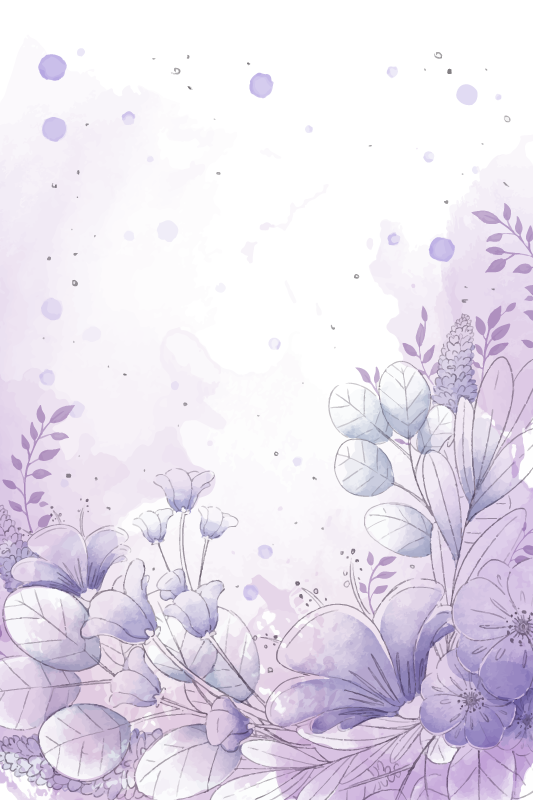 Vinyl teppe lilla med lilla og blå blomster - Tenstickers