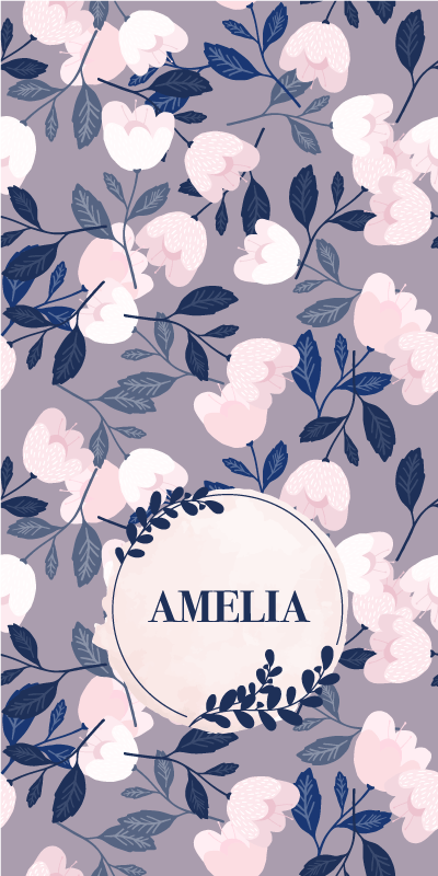Vinyl teppe lilla med pastellfargede blomster - Tenstickers