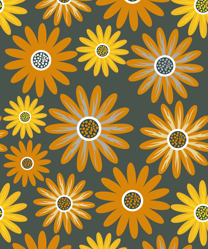 Vinyl teppe oransje med tusenfryd blomster - Tenstickers
