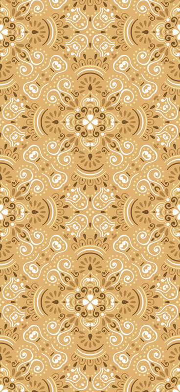 Vinyl teppe oransje vintage beige mønster - Tenstickers