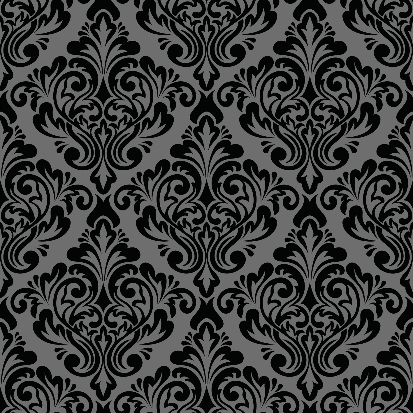 Vinyl teppe svart vintage svart damask - Tenstickers