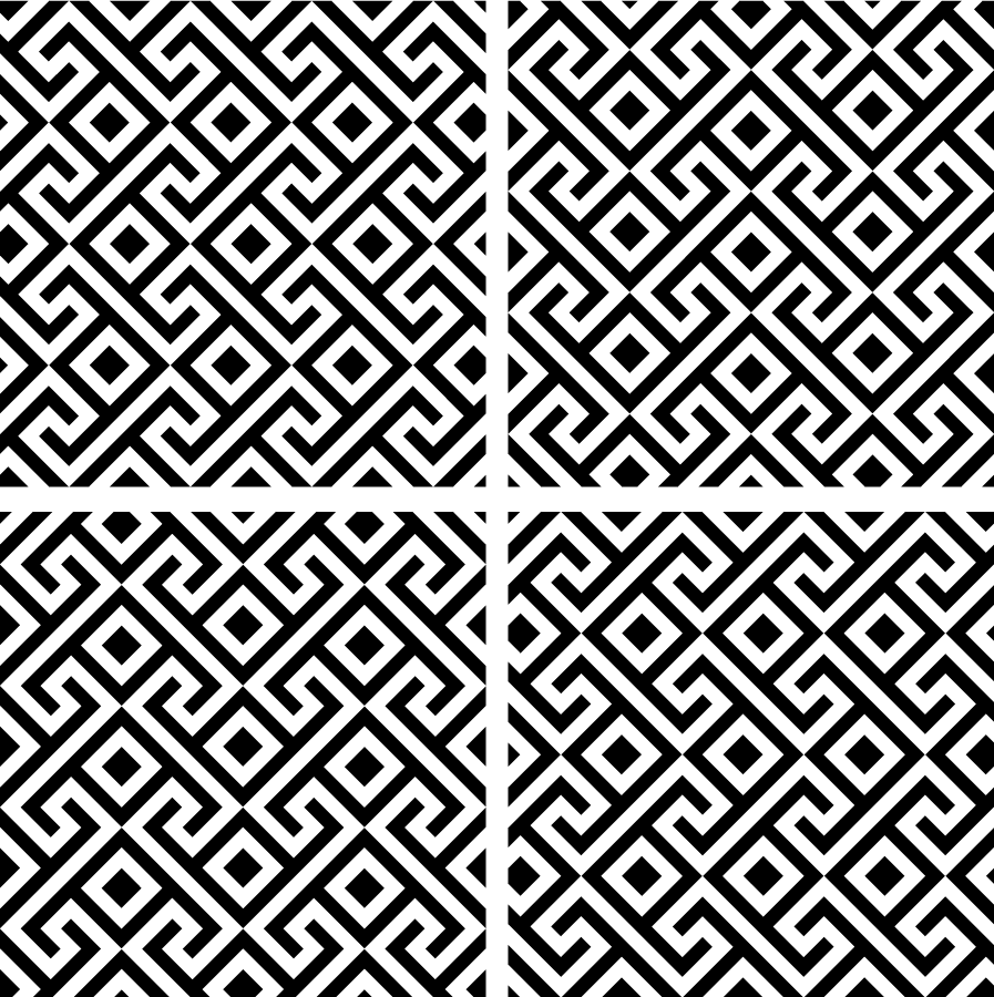 Vinyl teppe svart med intrikat geometrisk mønster - Tenstickers