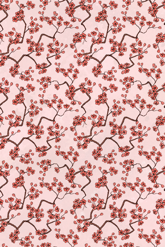 Kirsebærblomst vinyl teppe rosa - Tenstickers