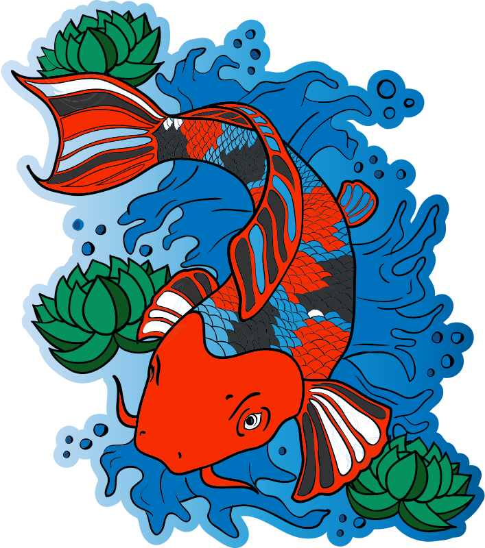 Koi fish design animalsk vinylteppe - Tenstickers