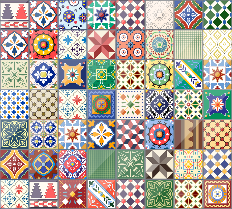 Originalt firkantet fargerikt vinylteppe - Tenstickers