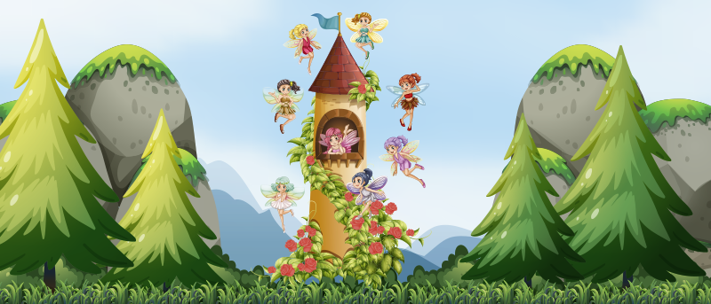 Fantastisk vinylteppe til eventyr for babyer - Tenstickers