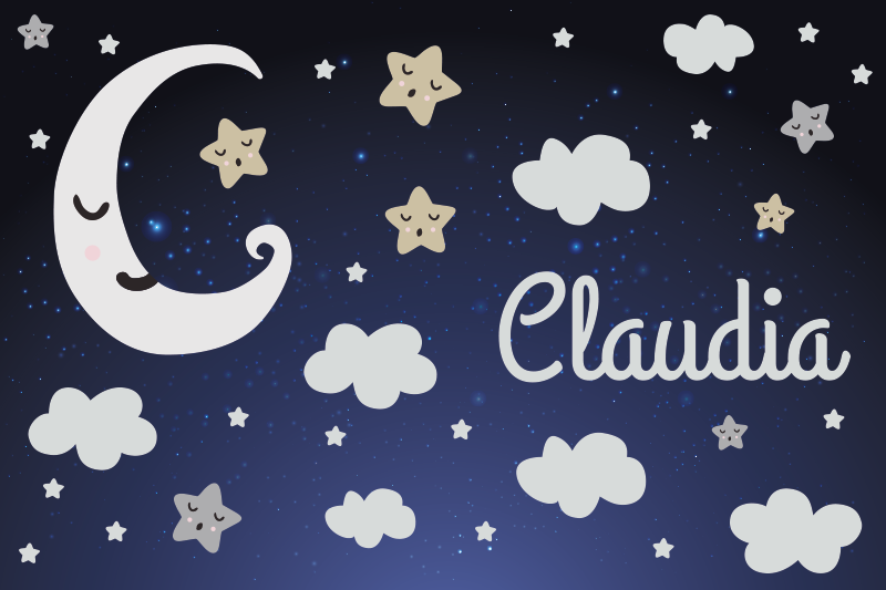 Fabelaktig måne og stjerner babyer vinyl teppe - Tenstickers