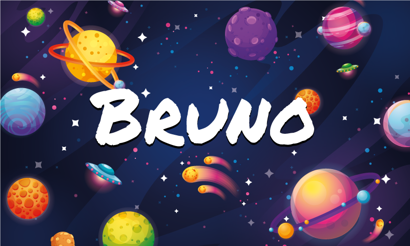 Univers og planeter vinylteppe med navn - Tenstickers