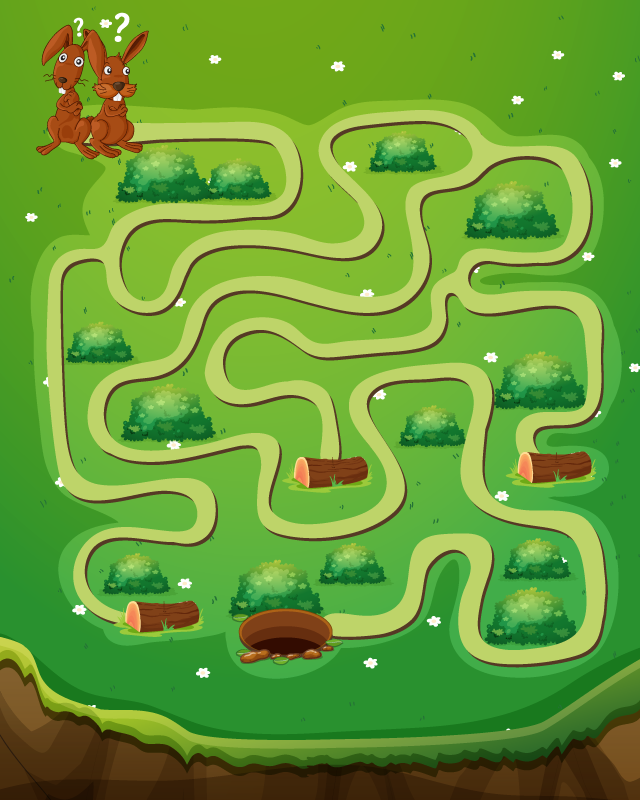 Fantastisk barn labyrint spill vinyl teppe - Tenstickers