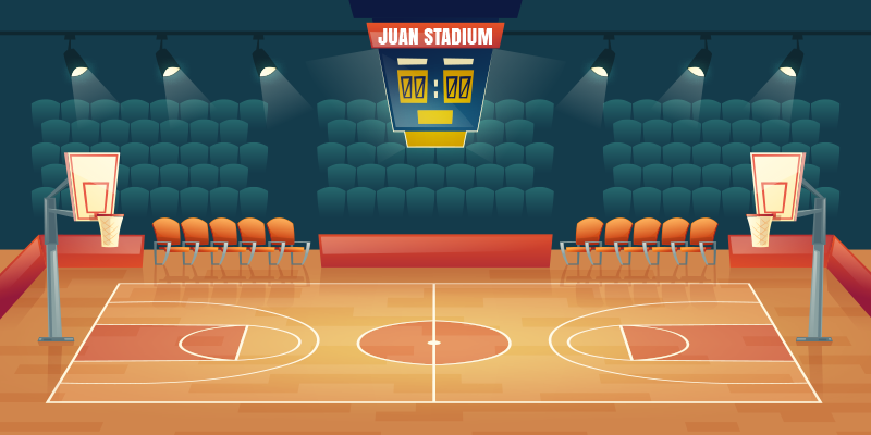 Vinylteppet basketballbane med navn - Tenstickers