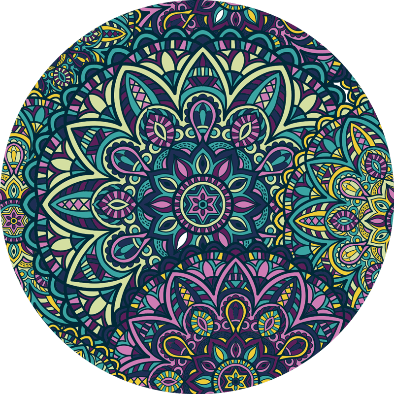 Fantastisk rund komposisjon mandala vinylteppe - Tenstickers