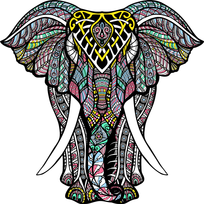 Flott elefant mandala vinylteppe - Tenstickers