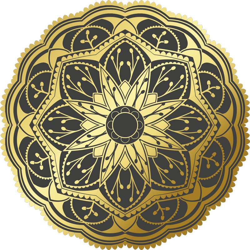 Gylden effektblomst mandala vinylteppe - Tenstickers