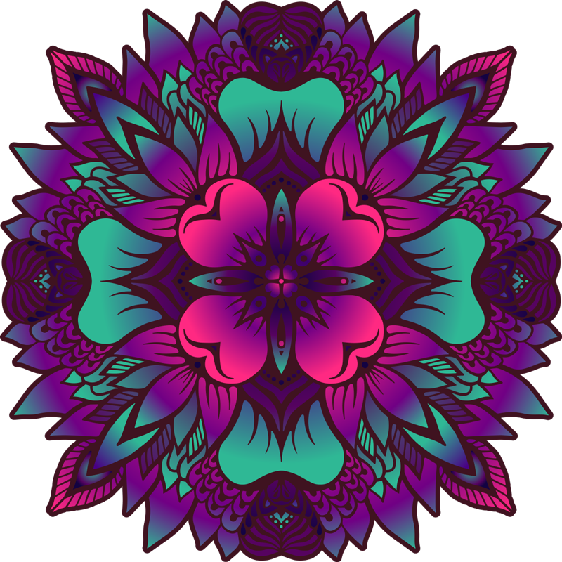 Floral mandala syrin og lilla vinylteppe - Tenstickers