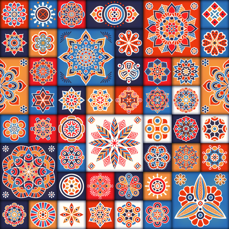 Fantastisk vinylteppe i mosaikk med forskjellige fliser - Tenstickers