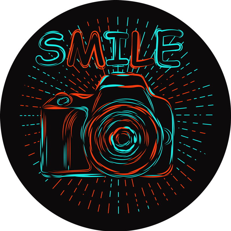 Retro kamera vinyl teppe vintage stil - Tenstickers