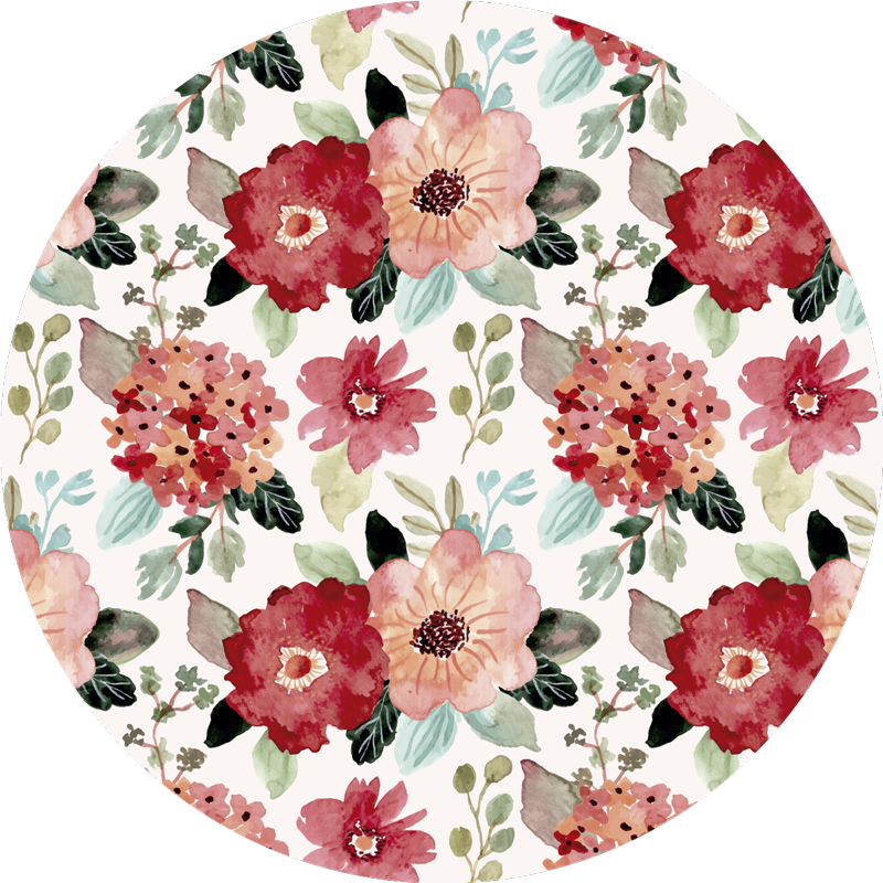 Vinylteppe i vintage stil med blomster - Tenstickers