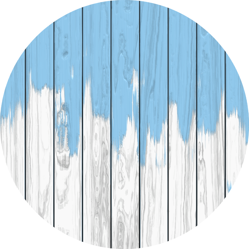 Rundt hvitt og blått trevinylteppe - Tenstickers