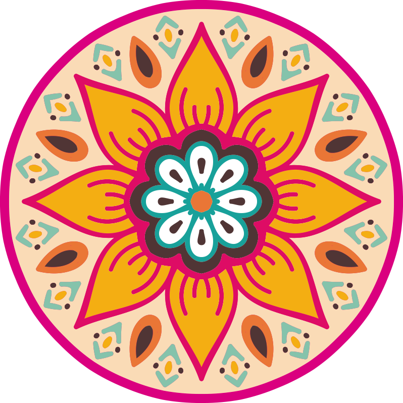 Nydelig mandala vinylteppe med rund blomst - Tenstickers
