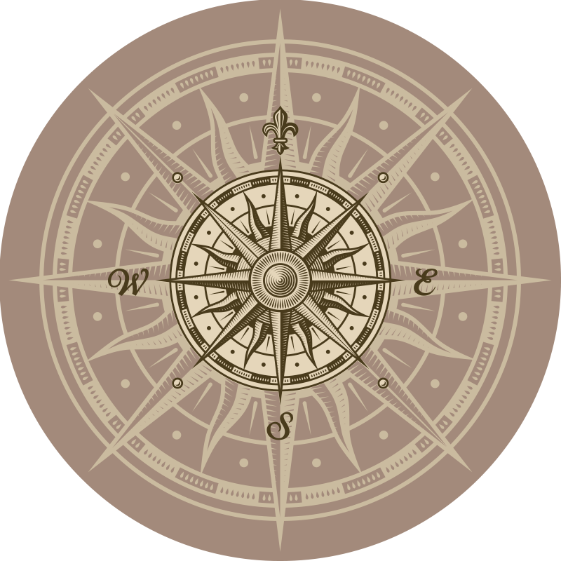 Flott runde vintage kompass vinylteppe - Tenstickers