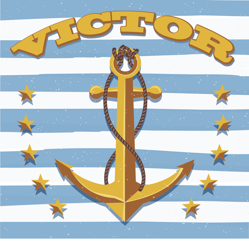 Nautisk tilpassbar vinyl teppe med navn - Tenstickers