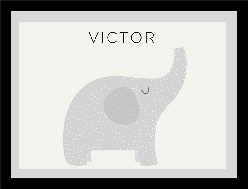 Personlig elefant vinyl teppe med navn - Tenstickers