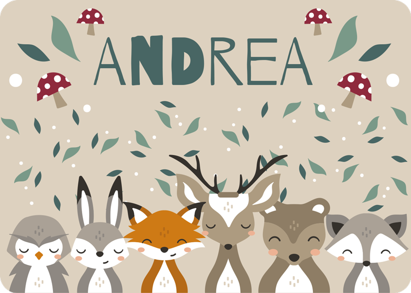 Personaliserte små dyr vinylteppe med navn - Tenstickers