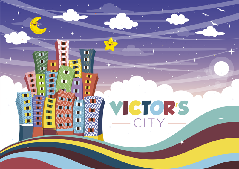 Bybildet regnbue vinyl teppe med navn - Tenstickers